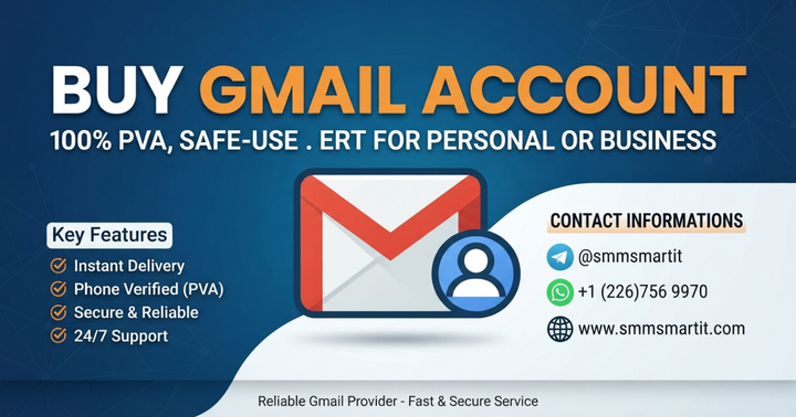 Buy New Gmail Account - 100% PVA, Safe, 2FA- Ready for USE
